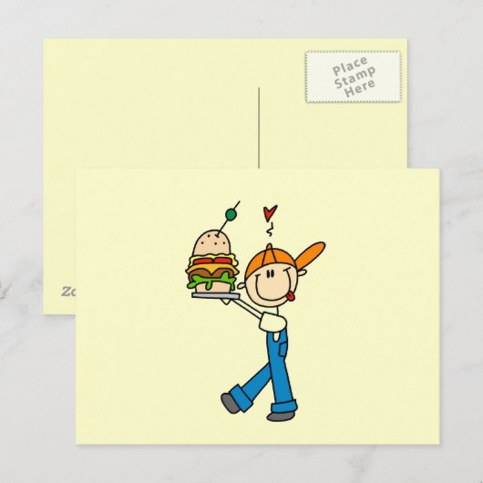 Sandwich Connoisseur Stick Figuur Briefkaart (Voorkant / Achterkant)