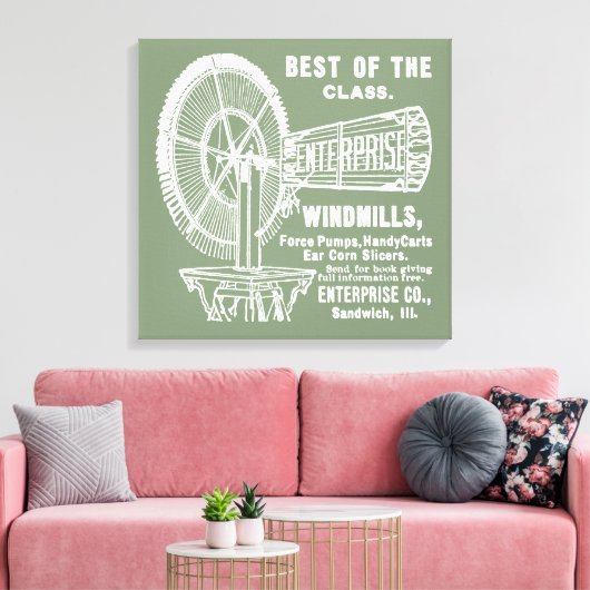 SANDWICH ILLINOIS 1889 ENTERPRISE WINDMILL CO. CANVAS AFDRUK (Insitu (Woonkamer))