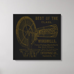 SANDWICH ILLINOIS 1889 ENTERPRISE WINDMILL CO. CANVAS AFDRUK