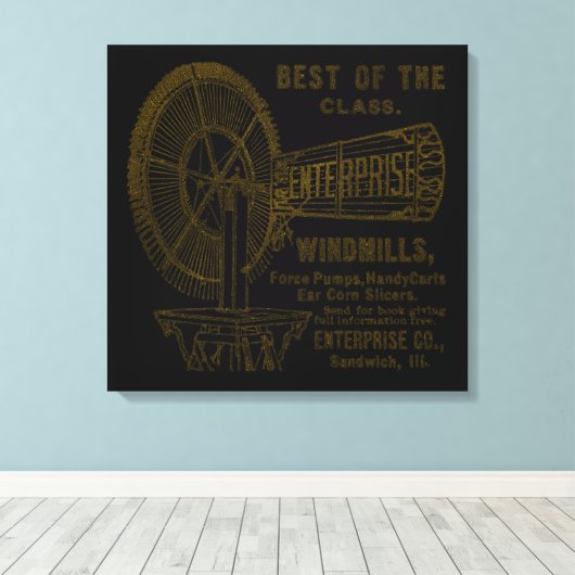 SANDWICH ILLINOIS 1889 ENTERPRISE WINDMILL CO. CANVAS AFDRUK (Insitu (Houten vloer))