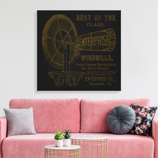 SANDWICH ILLINOIS 1889 ENTERPRISE WINDMILL CO. CANVAS AFDRUK (Insitu (Woonkamer))