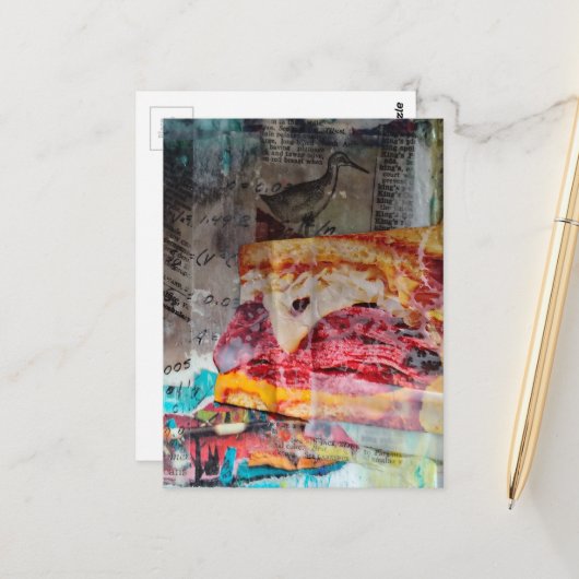 sandwich junk journal Mixed Media Collage Briefkaart (Voorkant / Achterkant in situ)