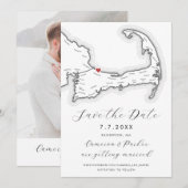 Sandwich MA Cape Cod Kaart Zwart-wit bruiloft (Voorkant / Achterkant)