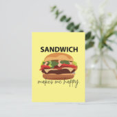 Sandwich maakt me blij briefkaart (Staand voorkant)