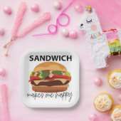 Sandwich maakt me blij feest papieren bordje (Feest)