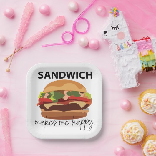 Sandwich maakt me blij feest papieren bordje (Feest)