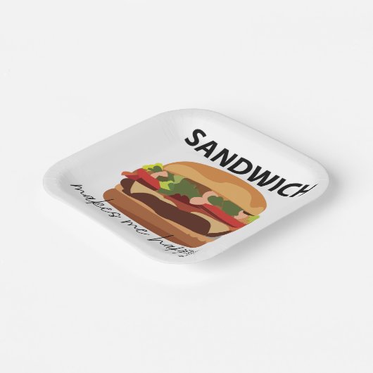 Sandwich maakt me blij feest papieren bordje (Gebogen)