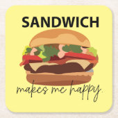 Sandwich maakt me blij kartonnen onderzetters (Voorkant)