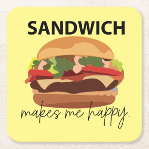 Sandwich Maakt Me Gelukkig Kartonnen Onderzetters