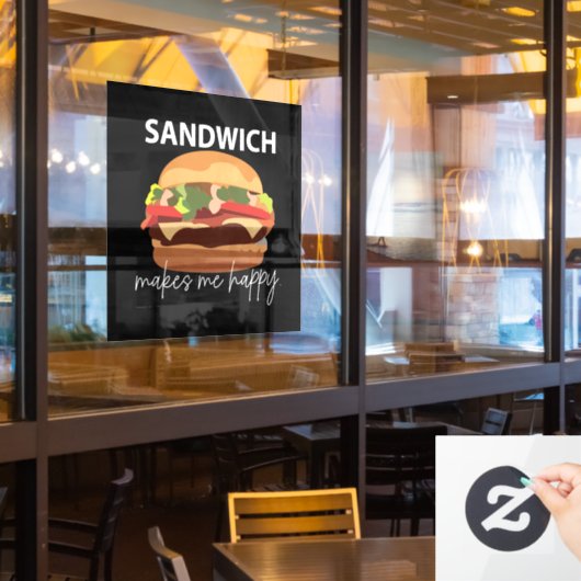 Sandwich Maakt Me Gelukkig Restaurant Cafe Raamsticker (Restaurant Raam)