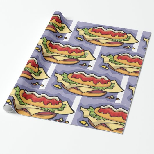 Sandwich met sla kaas en saus cadeaupapier (Uitgerold)