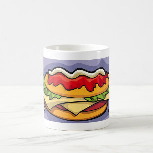 Sandwich met sla kaas en saus koffiemok