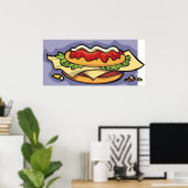 Sandwich met sla kaas en saus poster (Thuiskantoor)