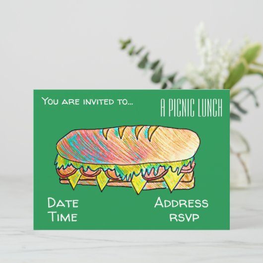 Sandwich picknick lunchpauze kaart (Staand voorkant)