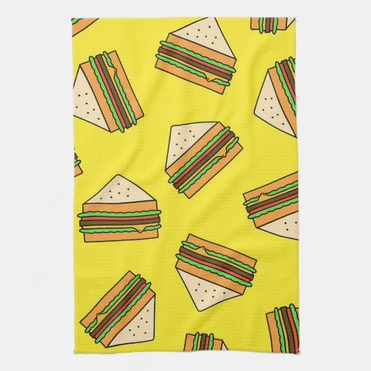 Sandwich Seamless Pattern | Sandwich Puns | Sandwi Theedoek (Verticaal)