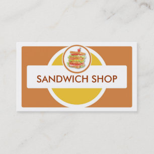 Sandwich shop eenvoudige bruingele visitekaartjes