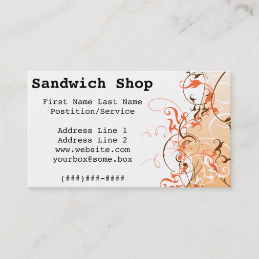 Sandwich Shop Visitekaartje (Voorkant)