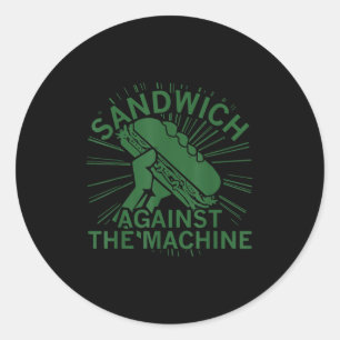 Sandwich Tegen De Machine Voor Mannen Vrouwen Ronde Sticker
