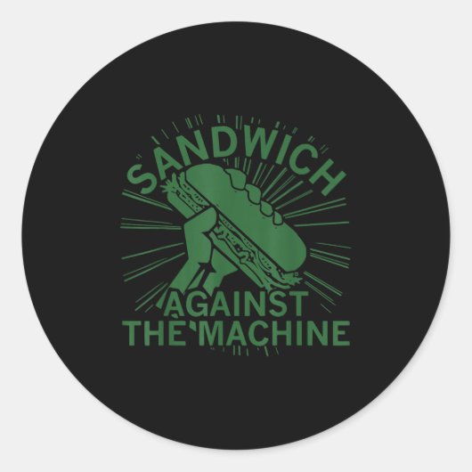 Sandwich Tegen De Machine Voor Mannen Vrouwen Ronde Sticker (Voorkant)