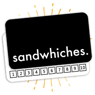 sandwiches. loyaliteit stempelkaart klantenkaartje