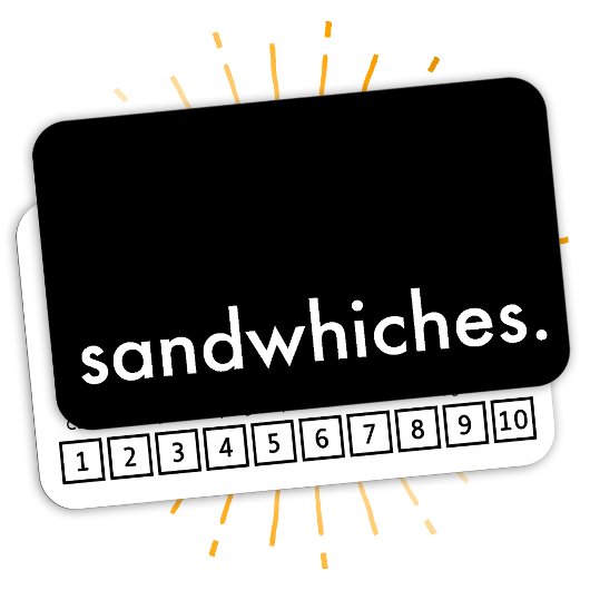 sandwiches. loyaliteitspunkkaart klantenkaartje
