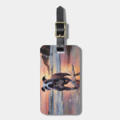 Sandy American Staffordshire Hond op Strand Zonson Bagagelabel (Voorkant verticaal)