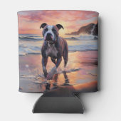 Sandy American Staffordshire Hond op Strand Zonson Blikjeskoeler (Achterkant)