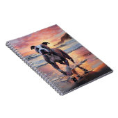 Sandy American Staffordshire Hond op Strand Zonson Notitieboek (Rechterzijde)