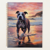 Sandy American Staffordshire Hond op Strand Zonson Planner (Voorkant)