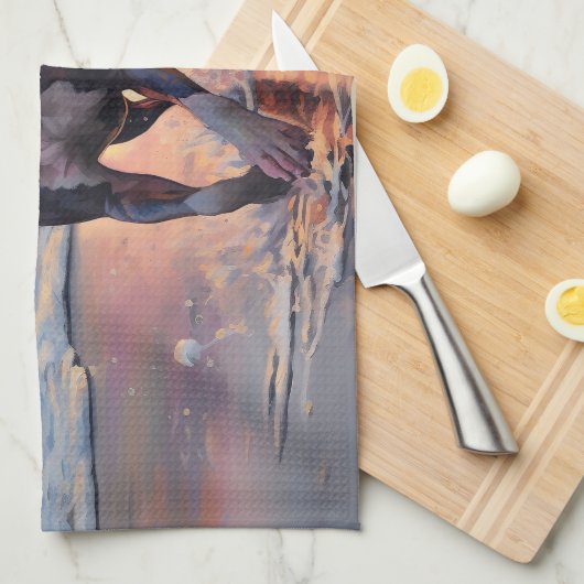 Sandy American Staffordshire Hond op Strand Zonson Theedoek (Quarter Fold)