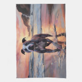 Sandy American Staffordshire Hond op Strand Zonson Theedoek (Verticaal)