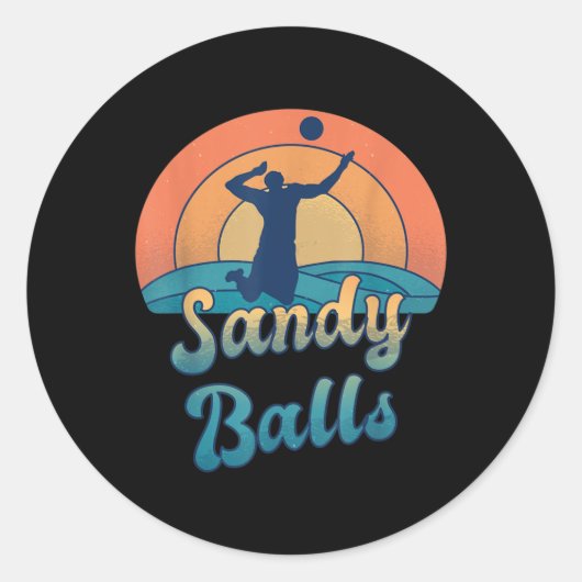 Sandy Balls voor een Beach Volleyball Player Ronde Sticker (Voorkant)