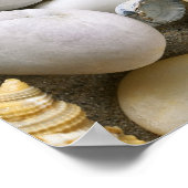 Sandy Beach achtergrond met schalen en stenen Poster (Hoek)