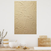 Sandy Beach achtergrond met voetafdrukken Poster (Keuken)