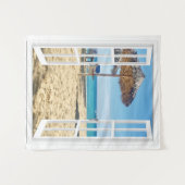 Sandy Beach and Ocean Window Uitzicht Wandkleed (Voorkant (horizontaal))