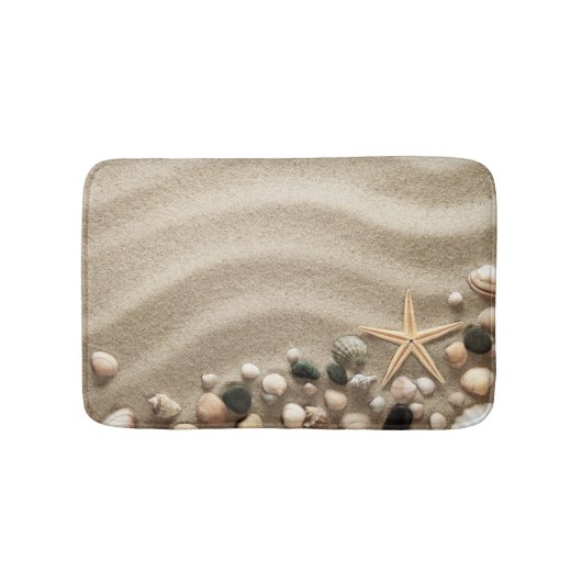 Sandy Beach Background with Shells and Starfish Badmat (Voorkant)