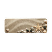 Sandy Beach Background with Shells and Starfish Etiket (Voorkant)