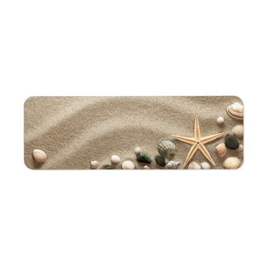 Sandy Beach Background with Shells and Starfish Etiket (Voorkant)
