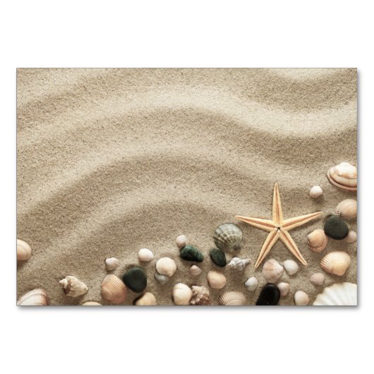 Sandy Beach Background with Shells and Starfish Kaart (Achterkant)