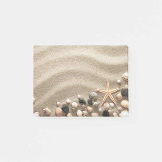Sandy Beach Background with Shells and Starfish Post-it® Notes (Voorkant)