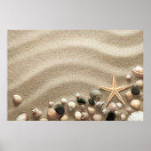 Sandy Beach Background with Shells and Starfish Poster (Voorkant)