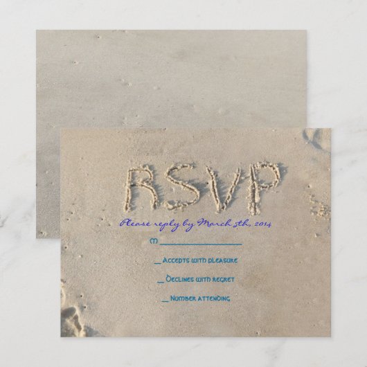 SANDY BEACH Bar Bat Mitzvah Uitnodigingskaart RSVP Kaartje (Voorkant / Achterkant)