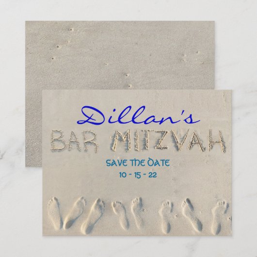 SANDY BEACH Bar Mitzvah Save the Date (Voorkant / Achterkant)