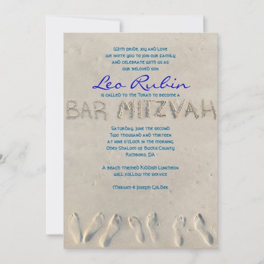 SANDY BEACH Bar Mitzvah Uitnodiging (Voorkant)