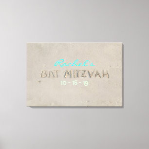 SANDY BEACH Bat Mitzvah Memory Inlogbord Canvas Afdruk