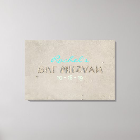 SANDY BEACH Bat Mitzvah Memory Inlogbord Canvas Afdruk (Voorkant)