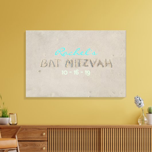 SANDY BEACH Bat Mitzvah Memory Inlogbord Canvas Afdruk (Insitu (Woonkamer))