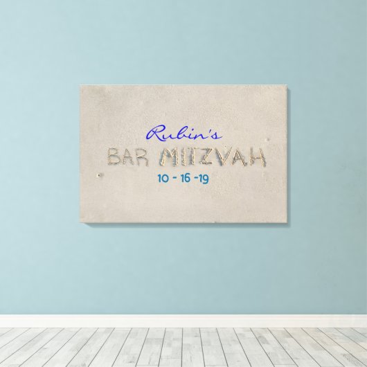 SANDY BEACH Bat Mitzvah Memory Inlogbord Canvas Afdruk (Insitu (Houten vloer))