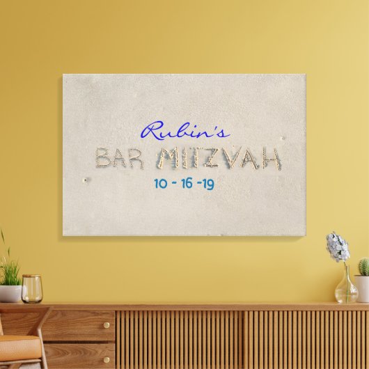 SANDY BEACH Bat Mitzvah Memory Inlogbord Canvas Afdruk (Insitu (Woonkamer))