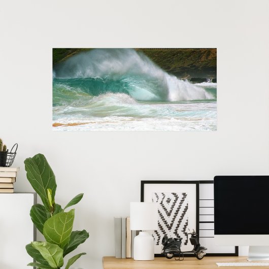 Sandy Beach Big Surf Poster (Thuiskantoor)